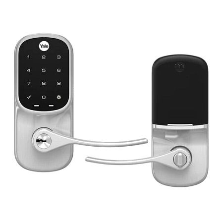 YRL226-ZW2-619 Yale Pushbutton Z-Wave Lever - Satin Nickel