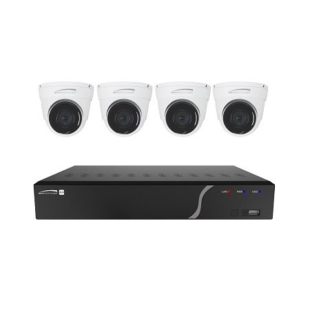 ZIPK4N1 Speco Technologies 4 Channel NVR 128Mbps Max Throughput - 1TB w/ 4 x Outdoor IR Turret Cameras