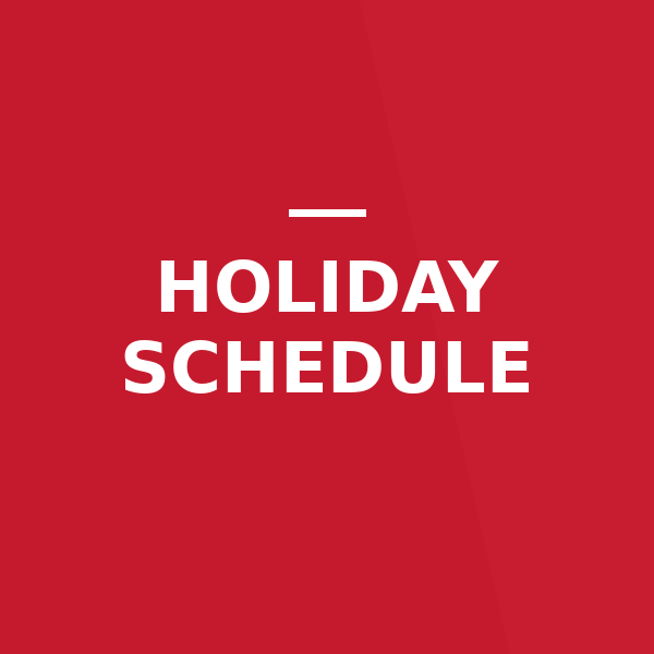 DWG - Upcoming Holiday Schedule