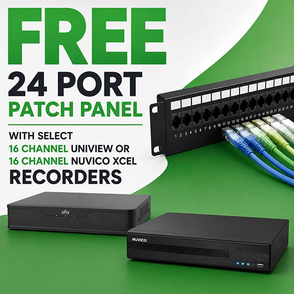 DWG Exclusive - FREE 24 Port Patch Panel with Select 16 Channel Uniview or 16 Channel Nuvico Xcel Recorders