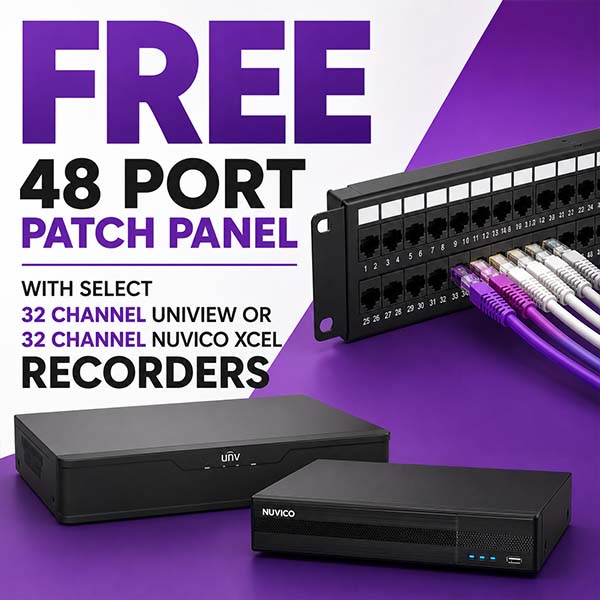 DWG Exclusive - FREE 48 Port Patch Panel with Select 32 Channel Uniview or 32 Channel Nuvico Xcel Recorders