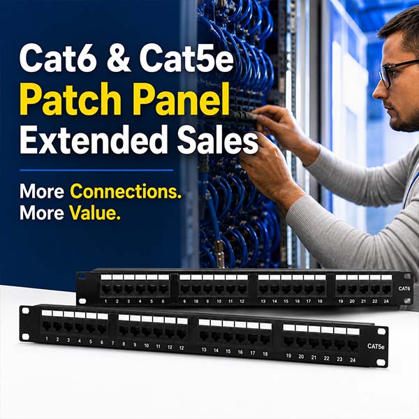 Simplify Cable Management, Enhance Troubleshooting, & Provide Traceability with Cat6 & Cat5e Patch Panel Extended Sales at DWG