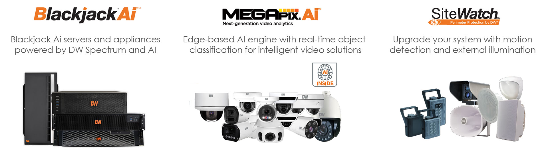 Digital Watchdog Blackjack Ai, Megapix Ai, and SiteWatch